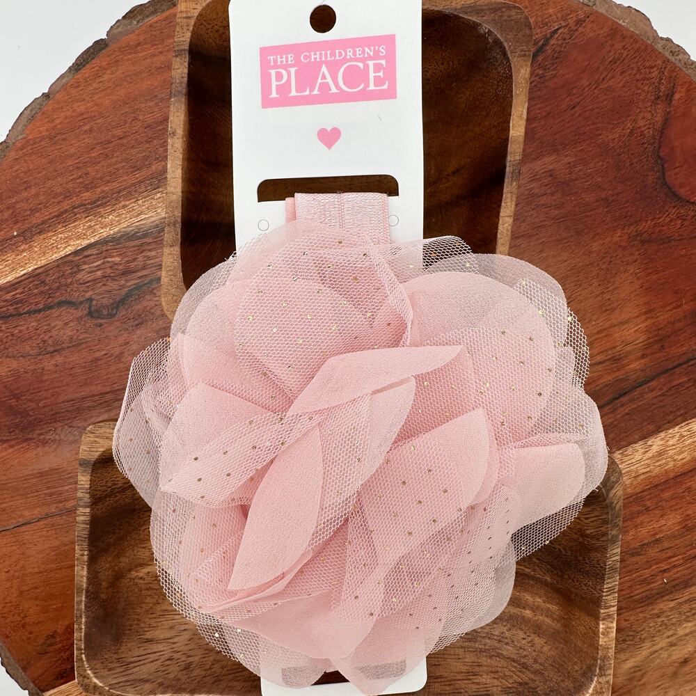 NWT Tulle Puff Bow Headband The Childrens Place Pastel Pink Baby Girl